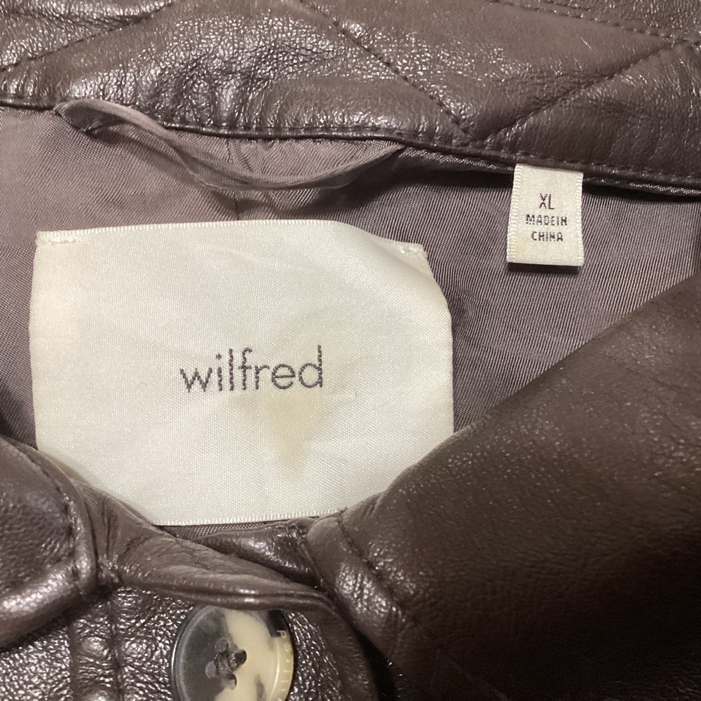 Aritzia Wilfred Vegan Leather Shirt Jacket Dark Brown XL Buttery Soft Cropped - Picture 3 of 8